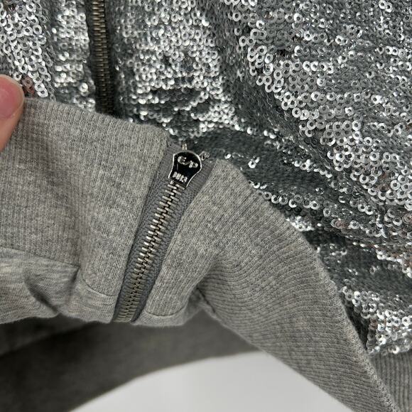 NWT Robert Rodriguez Sequin Silver Zip Up Hoodie Sweater Size Small - Picture 7 of 9